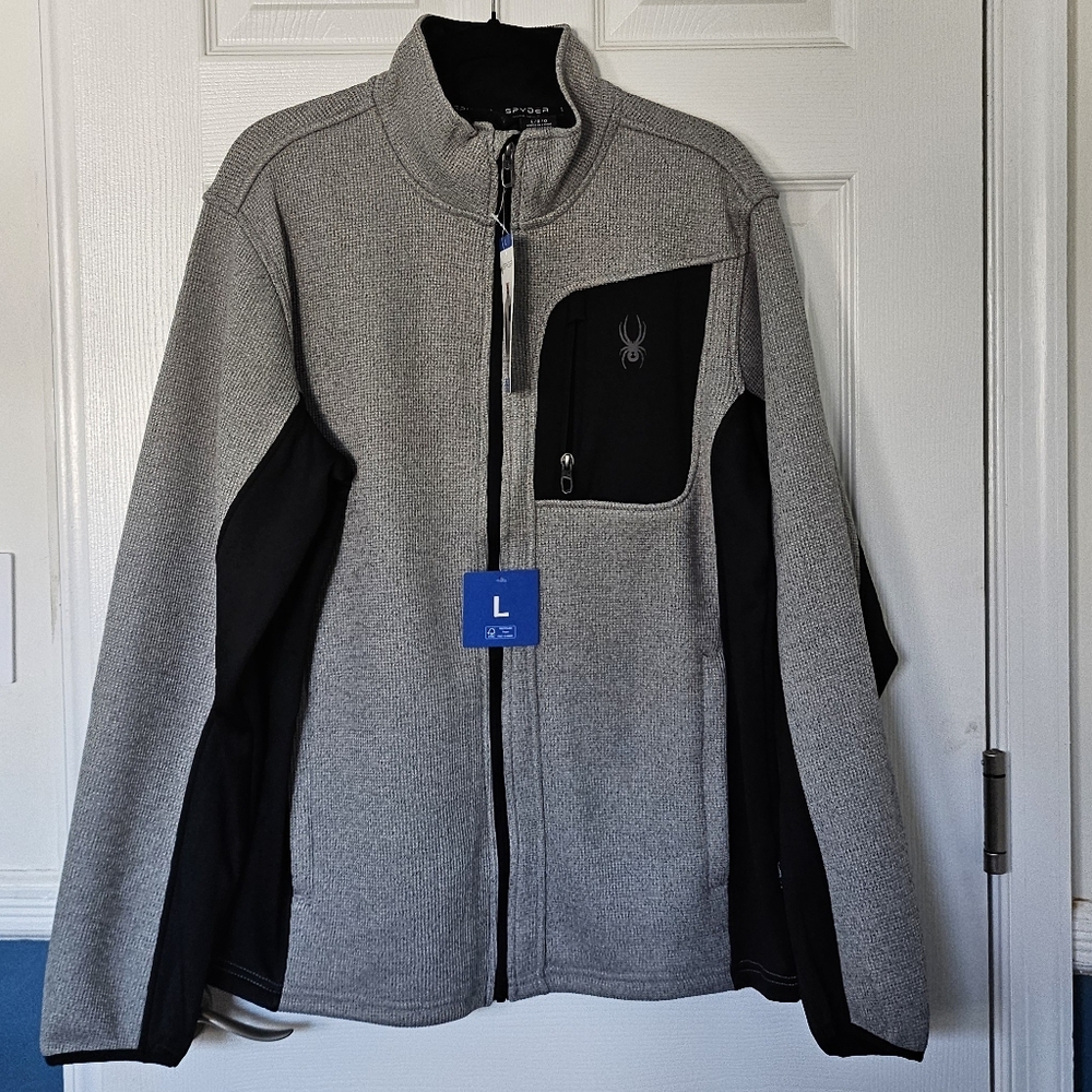 Spyder Men’s Full Zip Performance Jacket Gray Black NWT - XXL & L - Picture 4 of 16